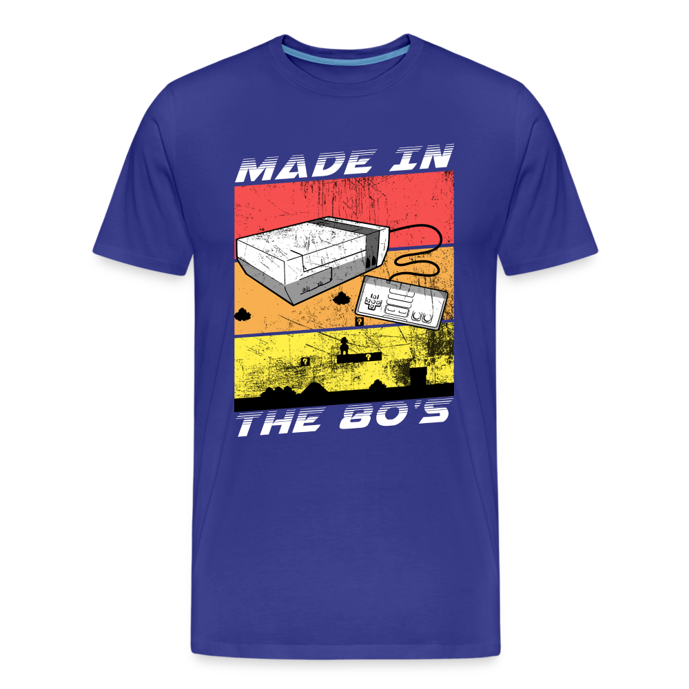 GU 'Made in the 80's' Men’s Premium Organic T-Shirt - White - royal blue