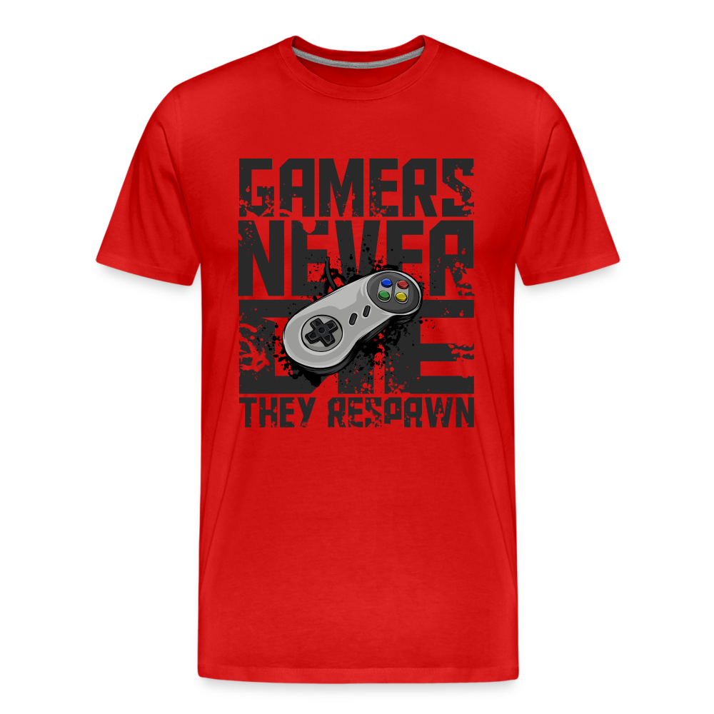GU 'Gamers Never Die' Men’s Premium Organic T-Shirt - N64 - red