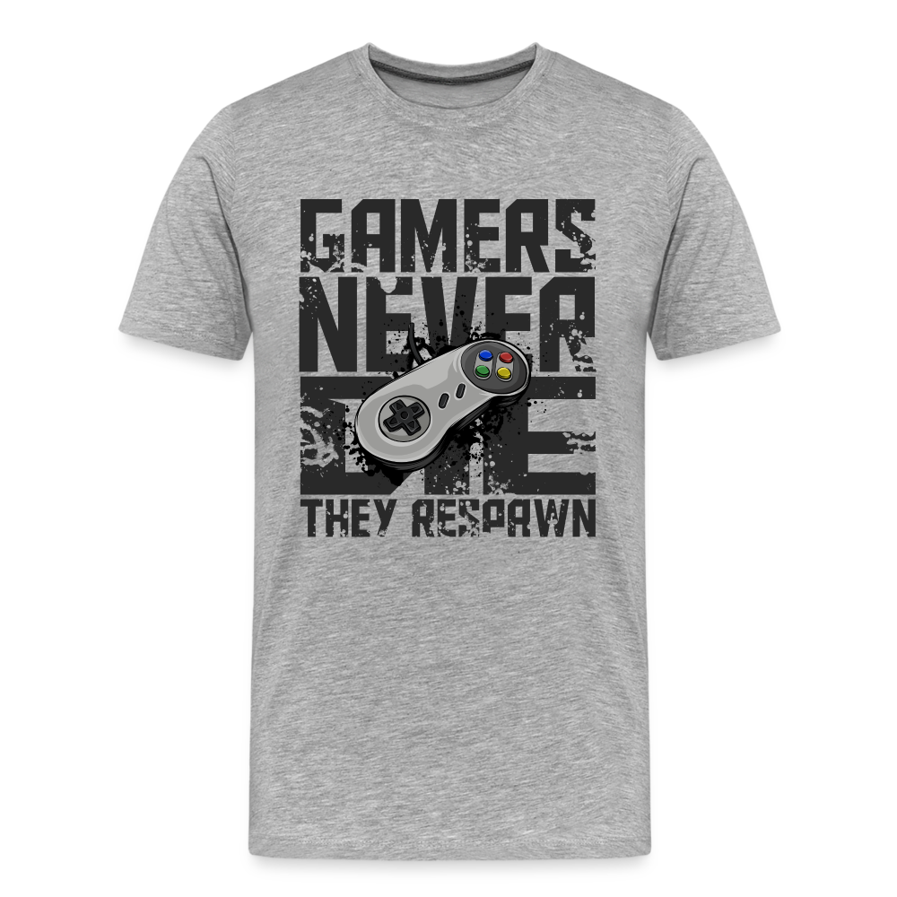 GU 'Gamers Never Die' Men’s Premium Organic T-Shirt - N64 - heather gray