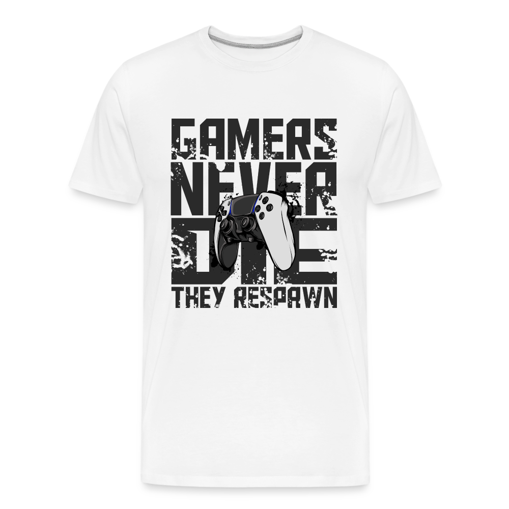 GU 'Gamers Never Die' Men’s Premium Organic T-Shirt - PS5 - white