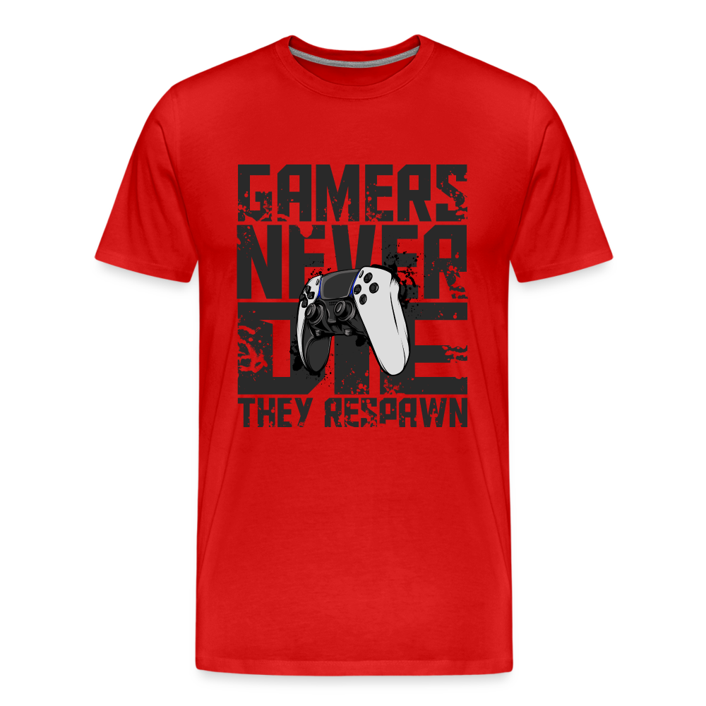 GU 'Gamers Never Die' Men’s Premium Organic T-Shirt - PS5 - red