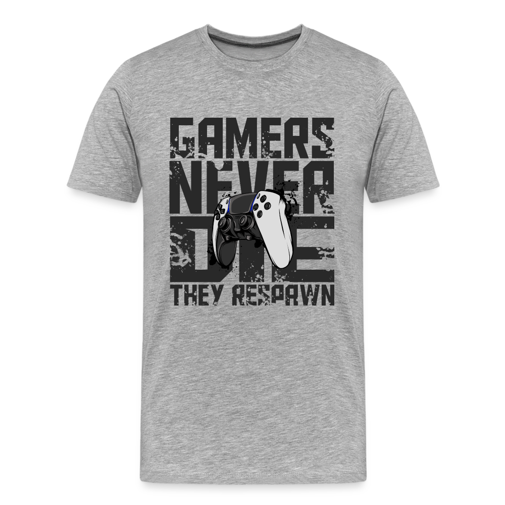 GU 'Gamers Never Die' Men’s Premium Organic T-Shirt - PS5 - heather gray