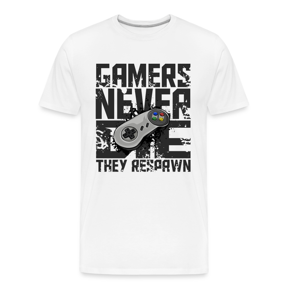 GU 'Gamers Never Die' Men’s Premium Organic T-Shirt - N64 - white