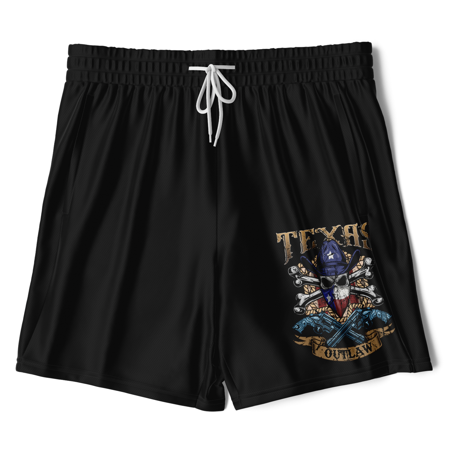 Men's Texas Outlaw Skull and Bones 2-in 1 Shorts