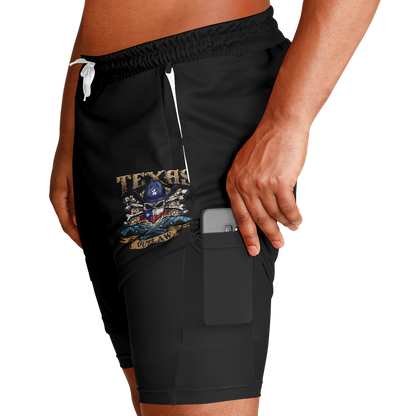 Men's Texas Outlaw Skull and Bones 2-in 1 Shorts