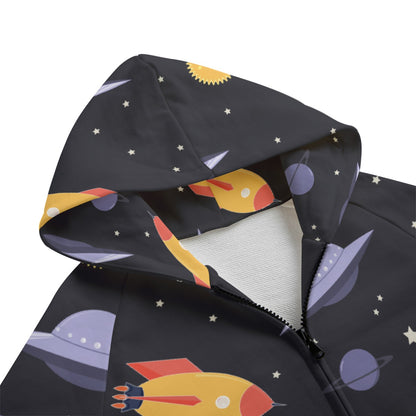 Youth All Over Print Cotton Zipped Hoodie