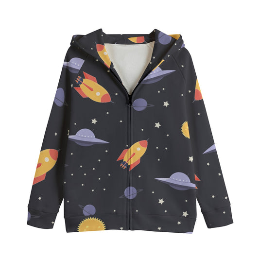 Youth All Over Print Cotton Zipped Hoodie