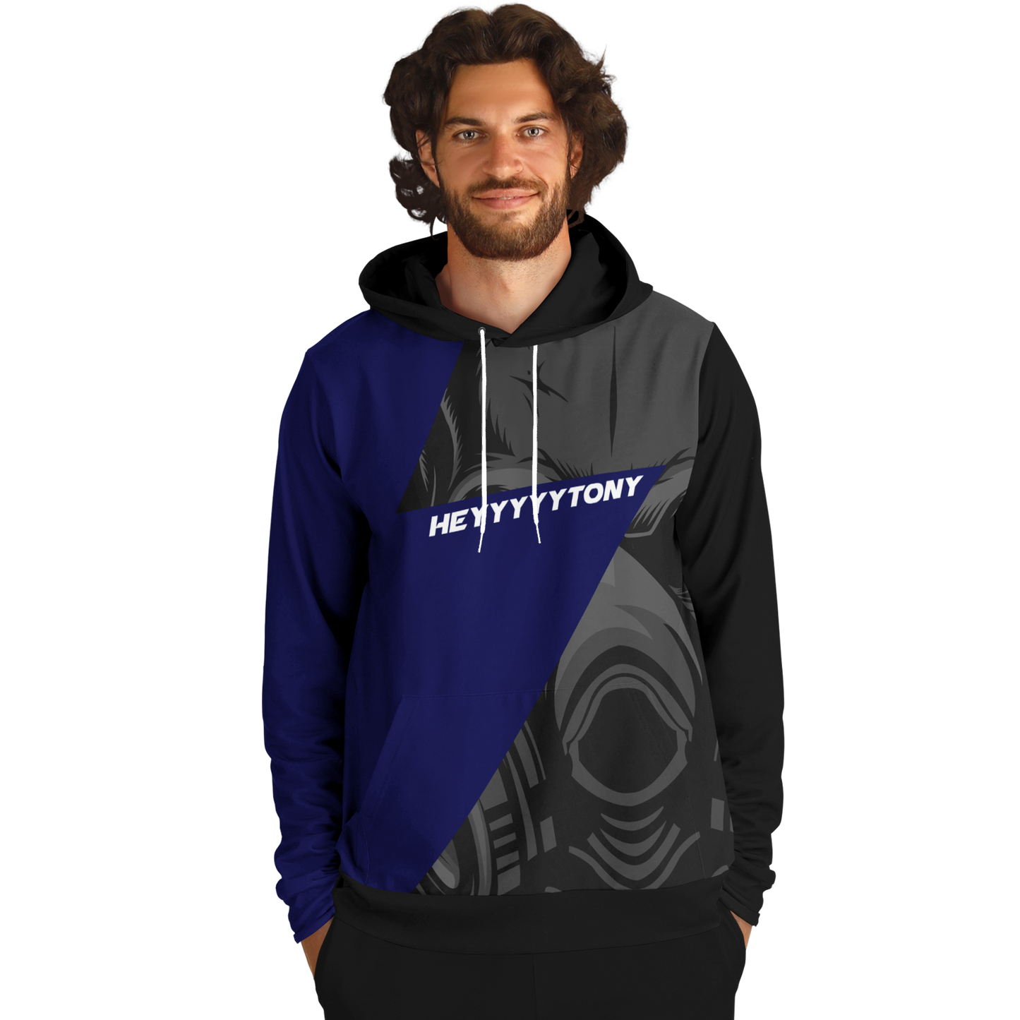 Adult HeyyyyyTony 'Black and Blue' Fashion Hoodie