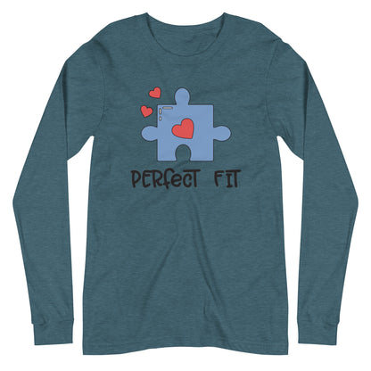 Adult 'Perfect Fit Blue Piece' Long Sleeve T-Shirt