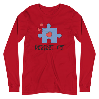 Adult 'Perfect Fit Blue Piece' Long Sleeve T-Shirt