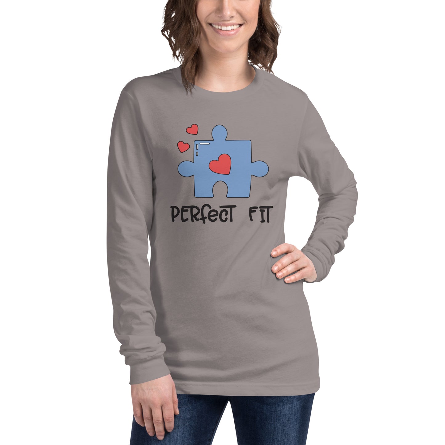 Adult 'Perfect Fit Blue Piece' Long Sleeve T-Shirt