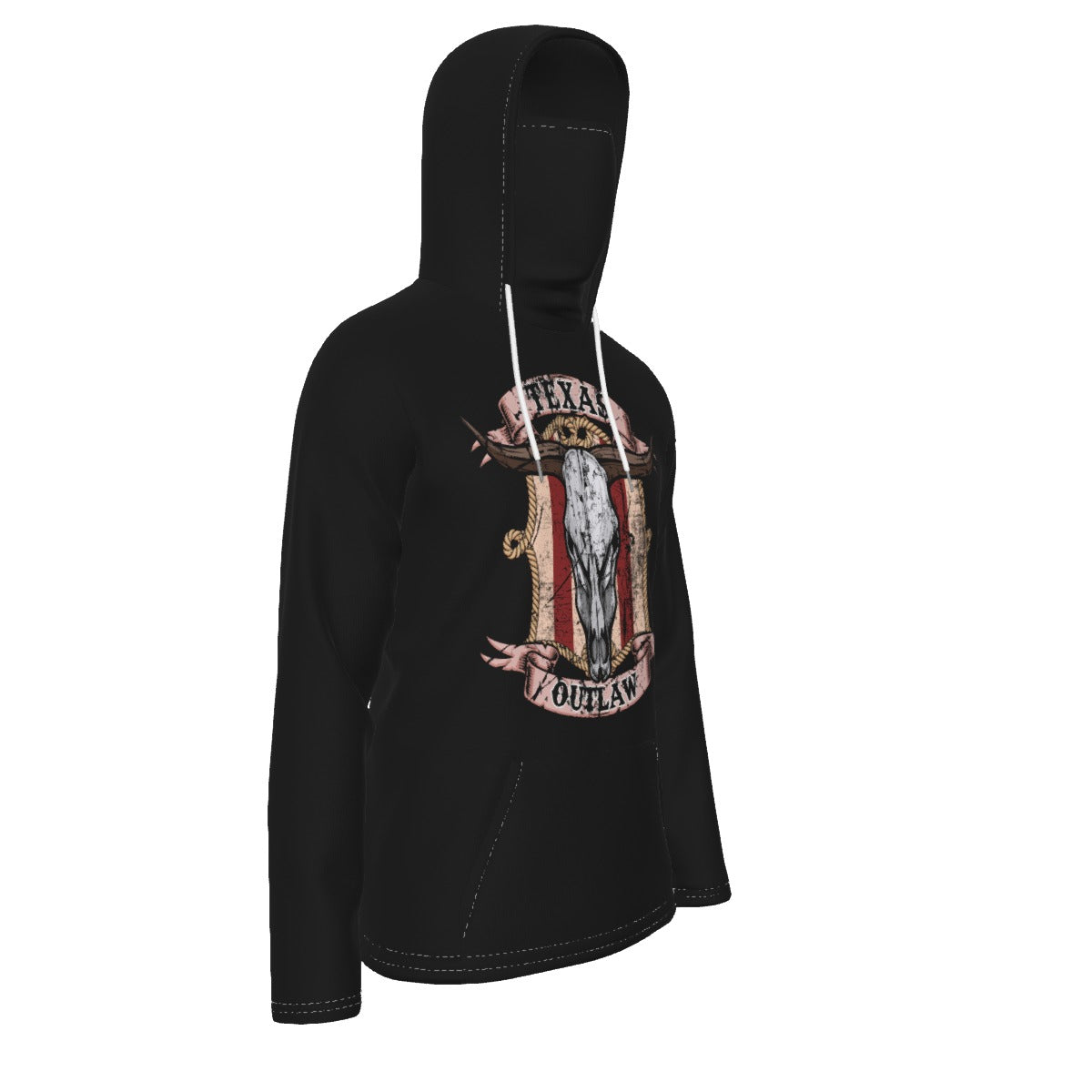 Texas Outlaw Adult Longhorn Heavy Fleece Hoodie With Mask