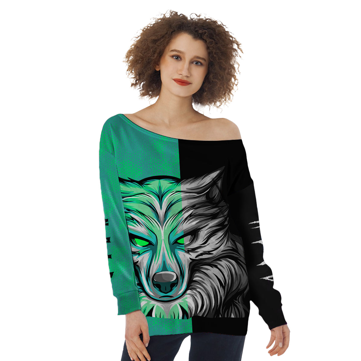 JonSnow Women's AOP Off Shoulder Oversized Sweatshirt