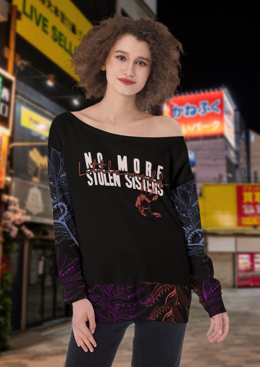 LittleWolf  Women's AOP Off Shoulder Oversized Sweatshirt