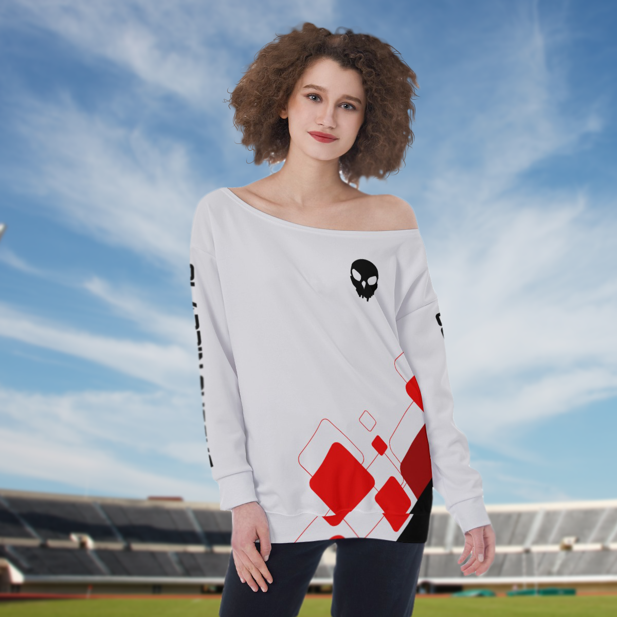 RS ITz Ghost Women's AOP Off Shoulder Oversized Sweatshirt